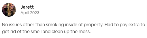 negative Airbnb review of a guest who smoked in our property